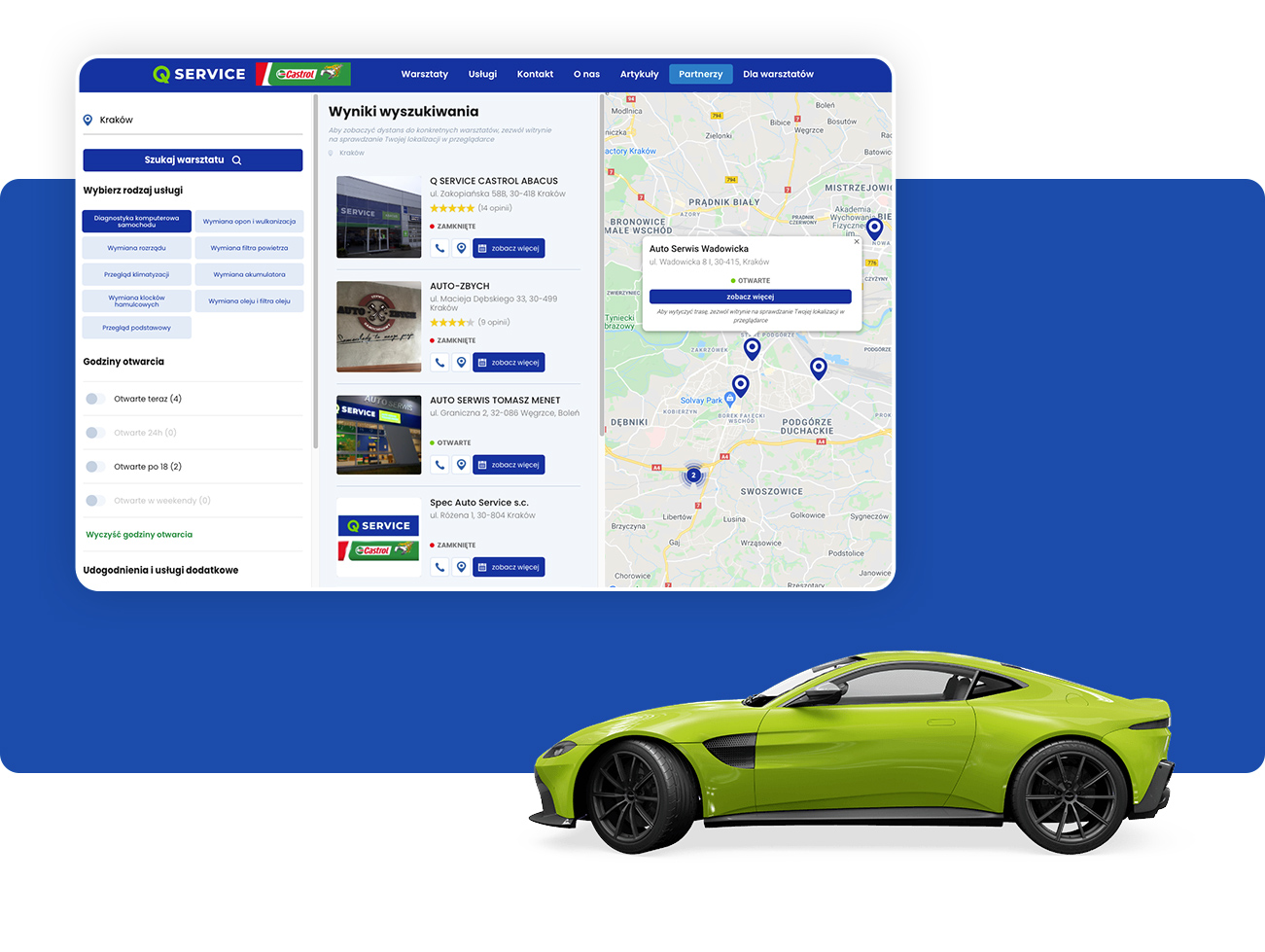 strona internetowa integrująca warsztaty samochodowe